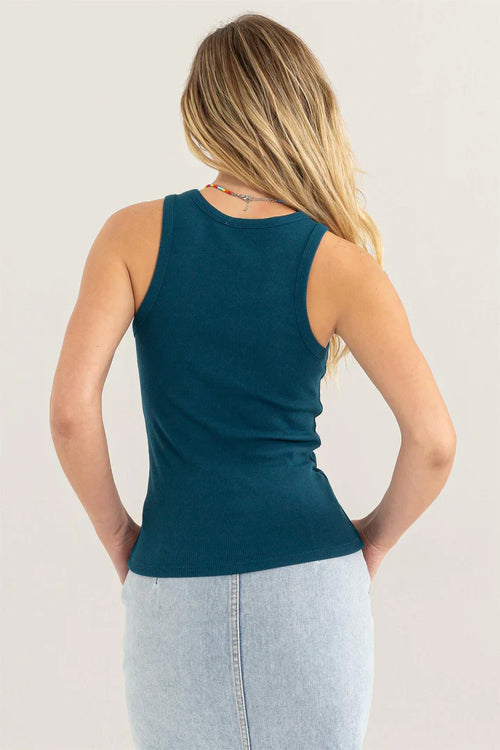 Ready For Anything Ribbed Round Neck Basic - Dark Teal