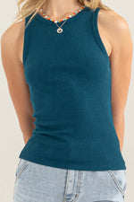 Ready For Anything Ribbed Round Neck Basic - Dark Teal