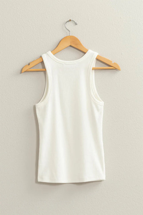 Ready For Anything Ribbed Round Neck Basic - Off White