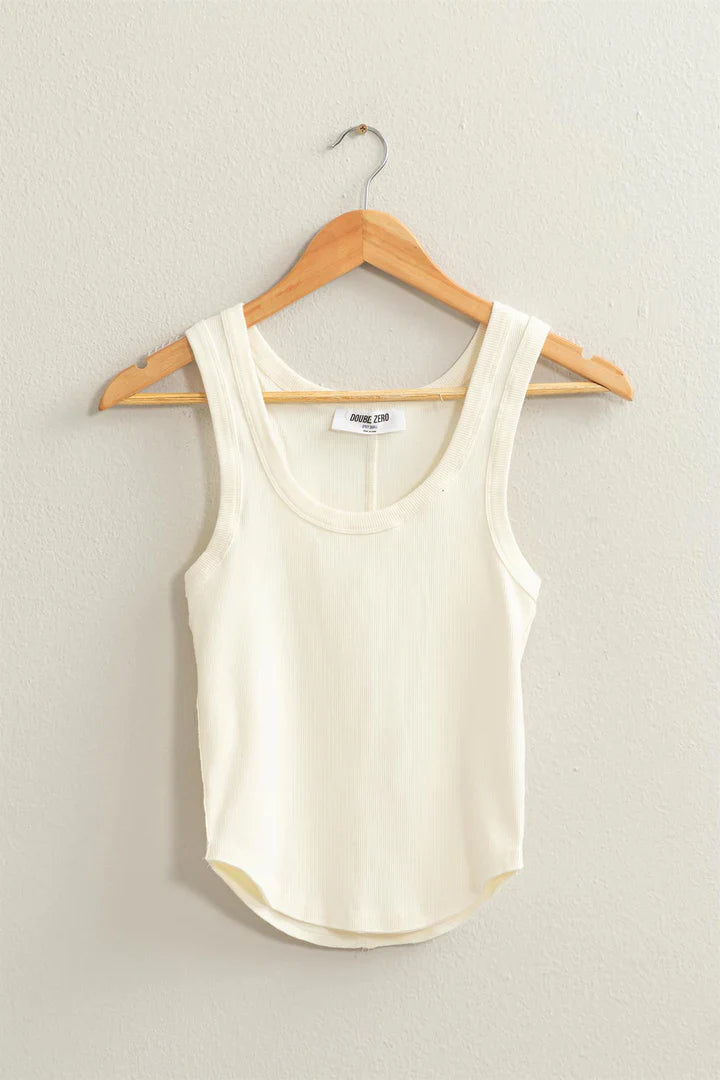 Miley Mineral Wash Ribbed Tank- Cream