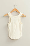 Miley Mineral Wash Ribbed Tank- Cream