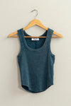 Miley Mineral Wash Ribbed Tank- Dark Teal