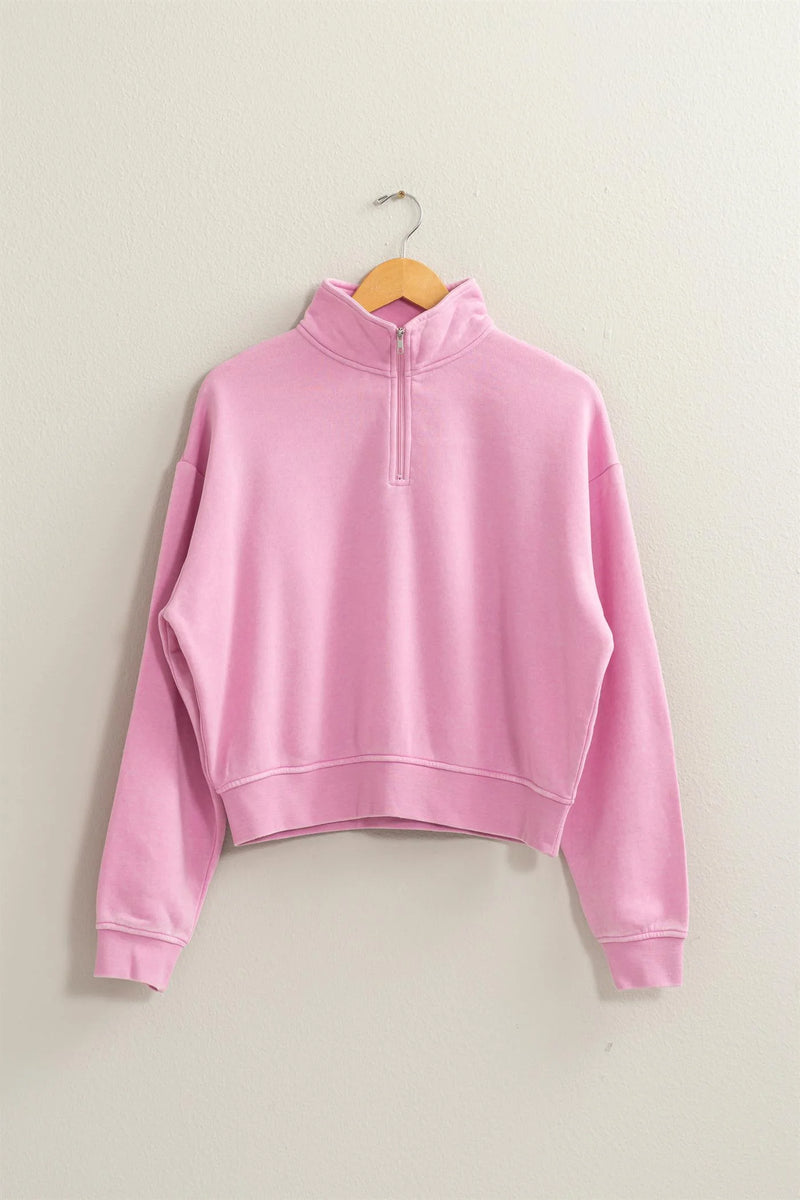 Ultimate Comfort Half Zip Pullover- Pink