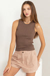 The Essential Ribbed Tank Top- Mocha