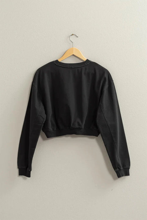 Simply Cropped Sweatshirt- Black