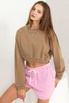 Simply Cropped Sweatshirt- Mocha