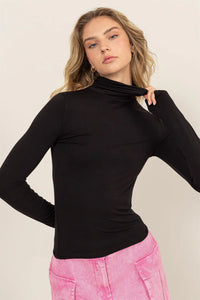 Easy Come Easy Go Fitted Turtleneck- Black