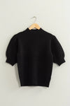 Sugar & Spice Short Sleeve Sweater Top - Black