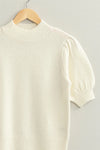 Sugar & Spice Short Sleeve Sweater Top - Cream