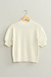 Sugar & Spice Short Sleeve Sweater Top - Cream