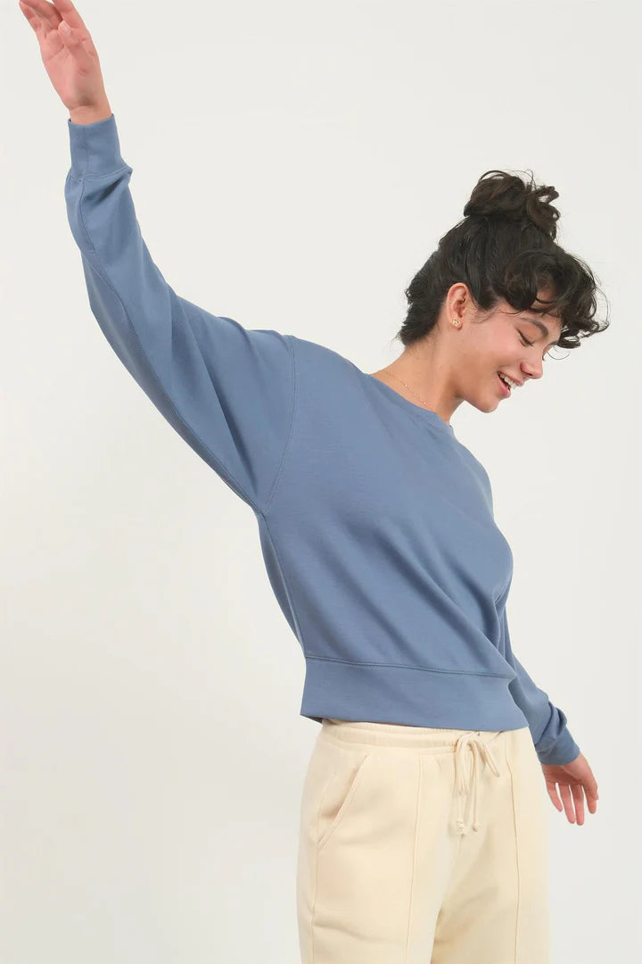 Classic Comfort Crew Neck Pullover- Dusty Blue