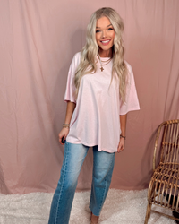 Soft Spoken Essential Mineral Wash Oversized Tee - Soft Pink