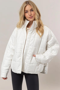 Qualified Quilted Puffer Jacket- White