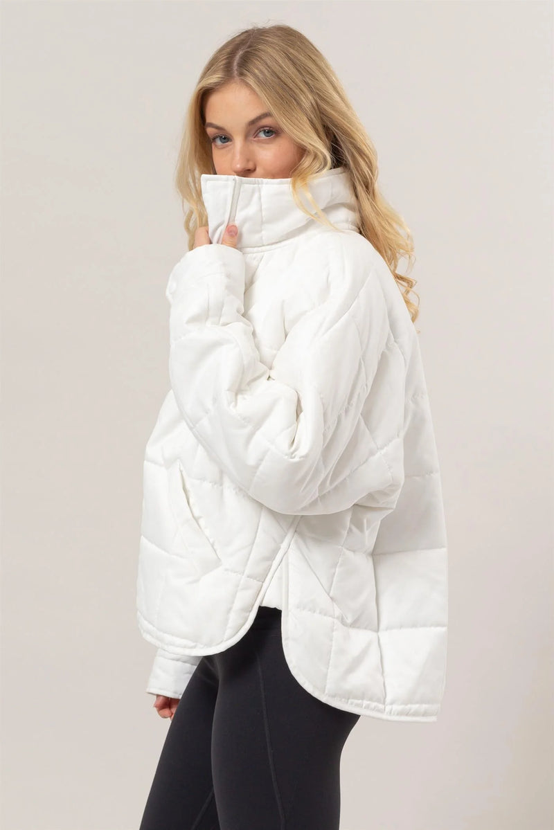 Qualified Quilted Puffer Jacket- White