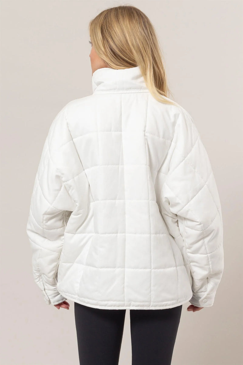 Qualified Quilted Puffer Jacket- White