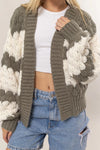 Sugar & Spice Scallop Trim & Stripes Knit Cardigan