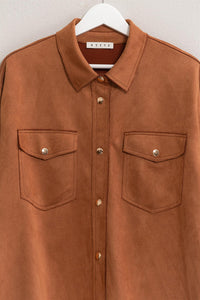 Fair Trade Suede Oversized Shacket - Camel