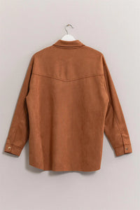 Fair Trade Suede Oversized Shacket - Camel