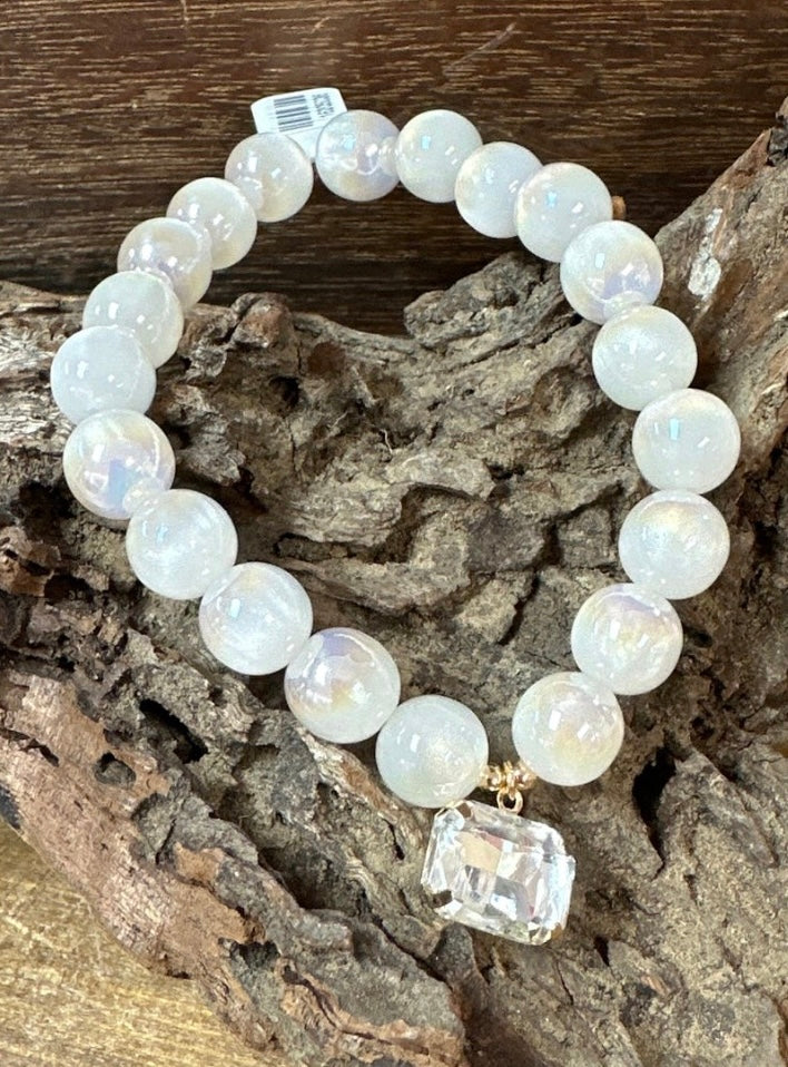 Stary Night Iridescent Stretch Bracelet with Charm