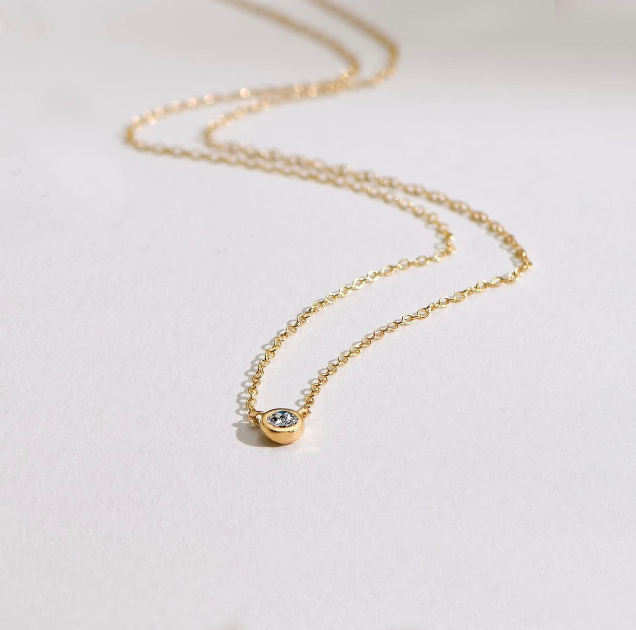 Dainty Bezel Set Cubic Zirconia Necklace