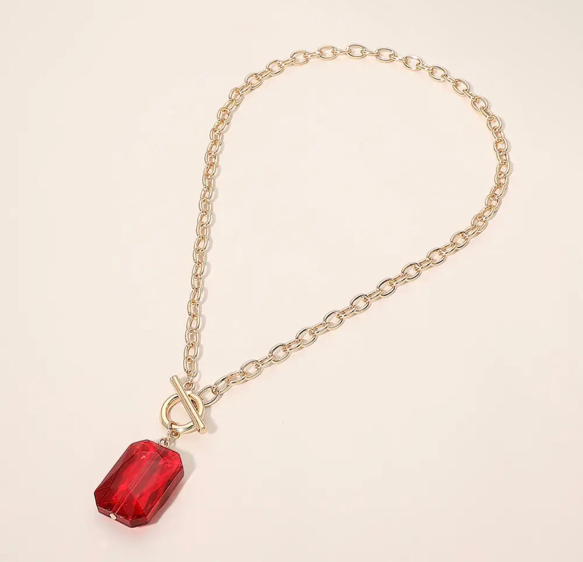 Crimson Glow Toggle Necklace