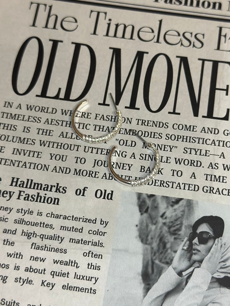 Simple Pave Hoop Post Earrings