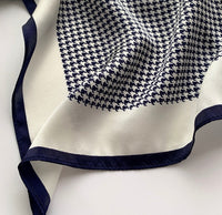 Houndstooth Satin Detailed Print Square Scarf