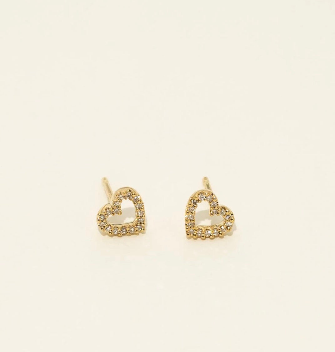 Petite Gold Heart and Cubic Zirconia Earrings