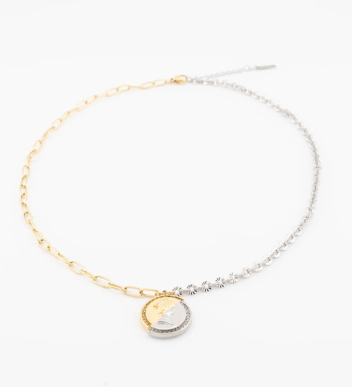 Celestial Coin Mixed Metals Medallion Necklace