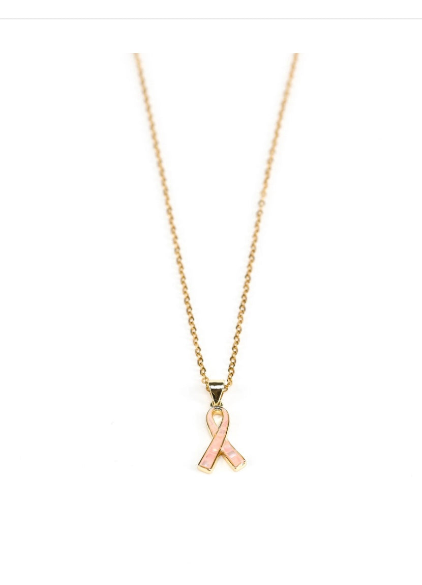 Pink Ribbon Pendant Necklace