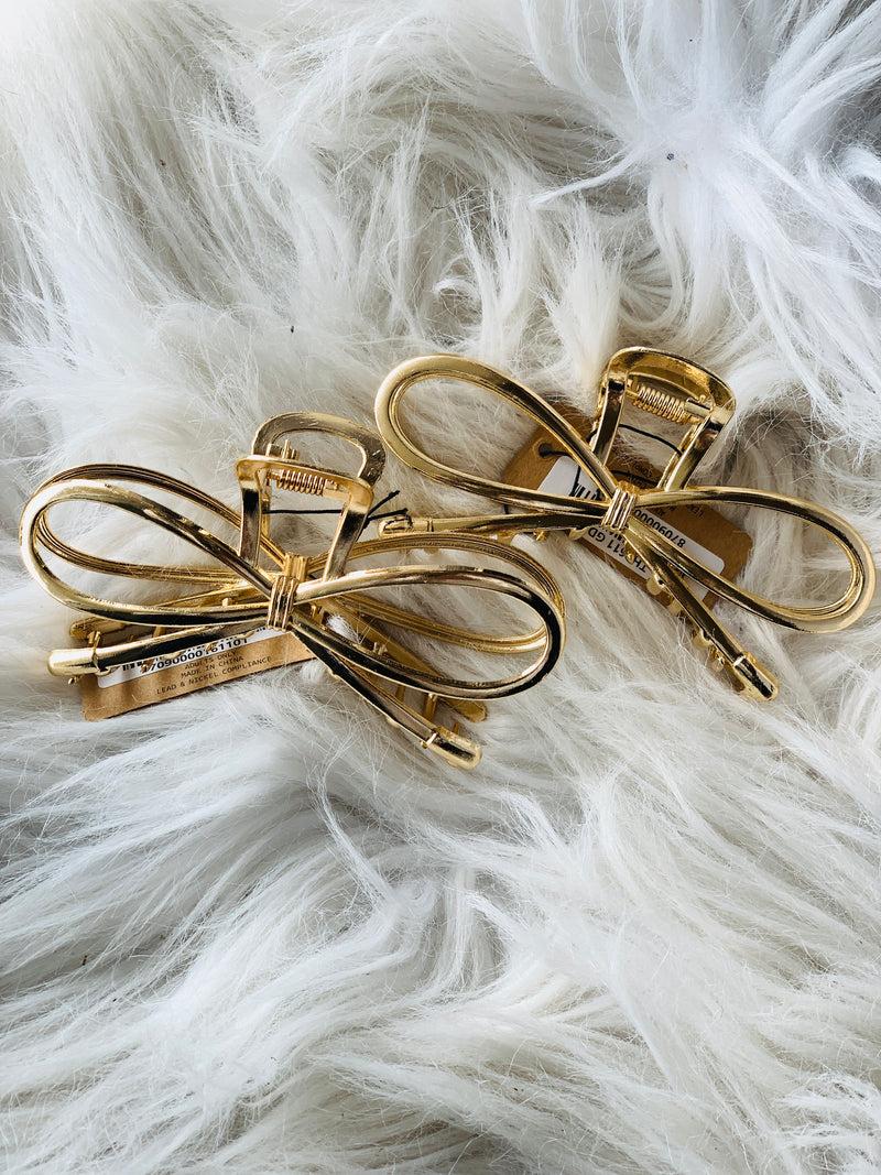Gold Metal Bow Clip