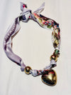 Asst Puffed Heart Floral Scarf Necklace