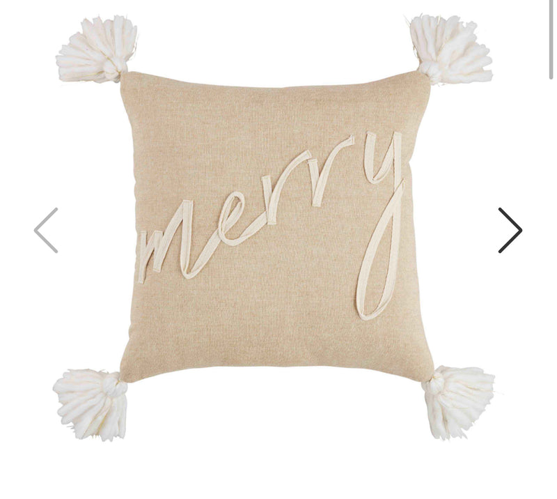 Merry Lumbar Gold Chambray Tassel Pillow