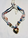 Asst Puffed Heart Floral Scarf Necklace