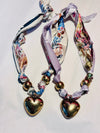 Asst Puffed Heart Floral Scarf Necklace
