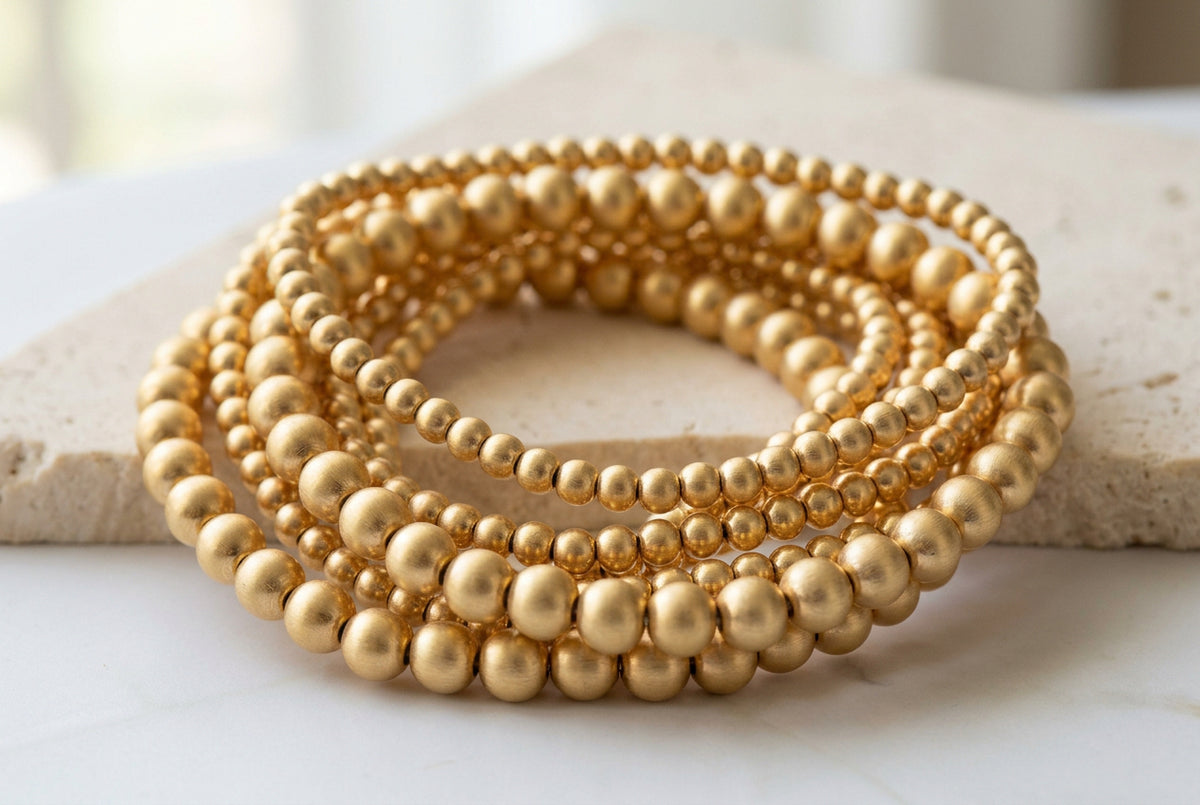 Golden Luster Stretch Bracelets - Set of 6
