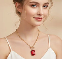 Crimson Glow Toggle Necklace