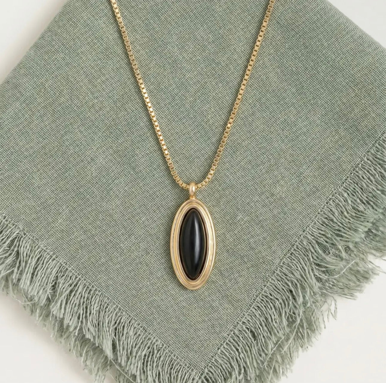 Black Oval Bezel Necklace
