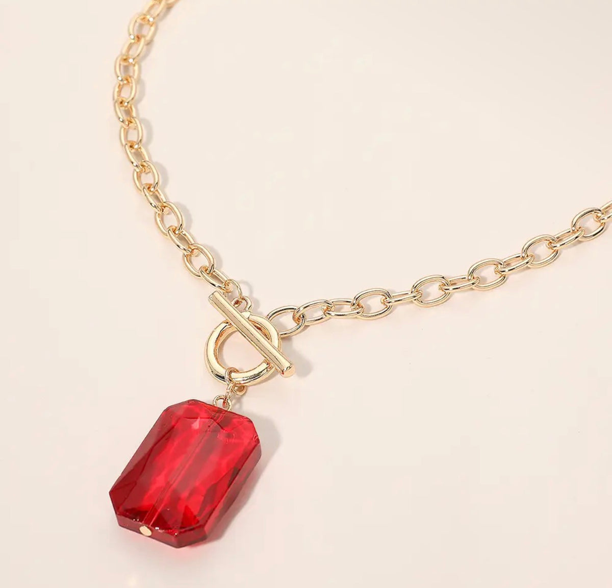 Crimson Glow Toggle Necklace