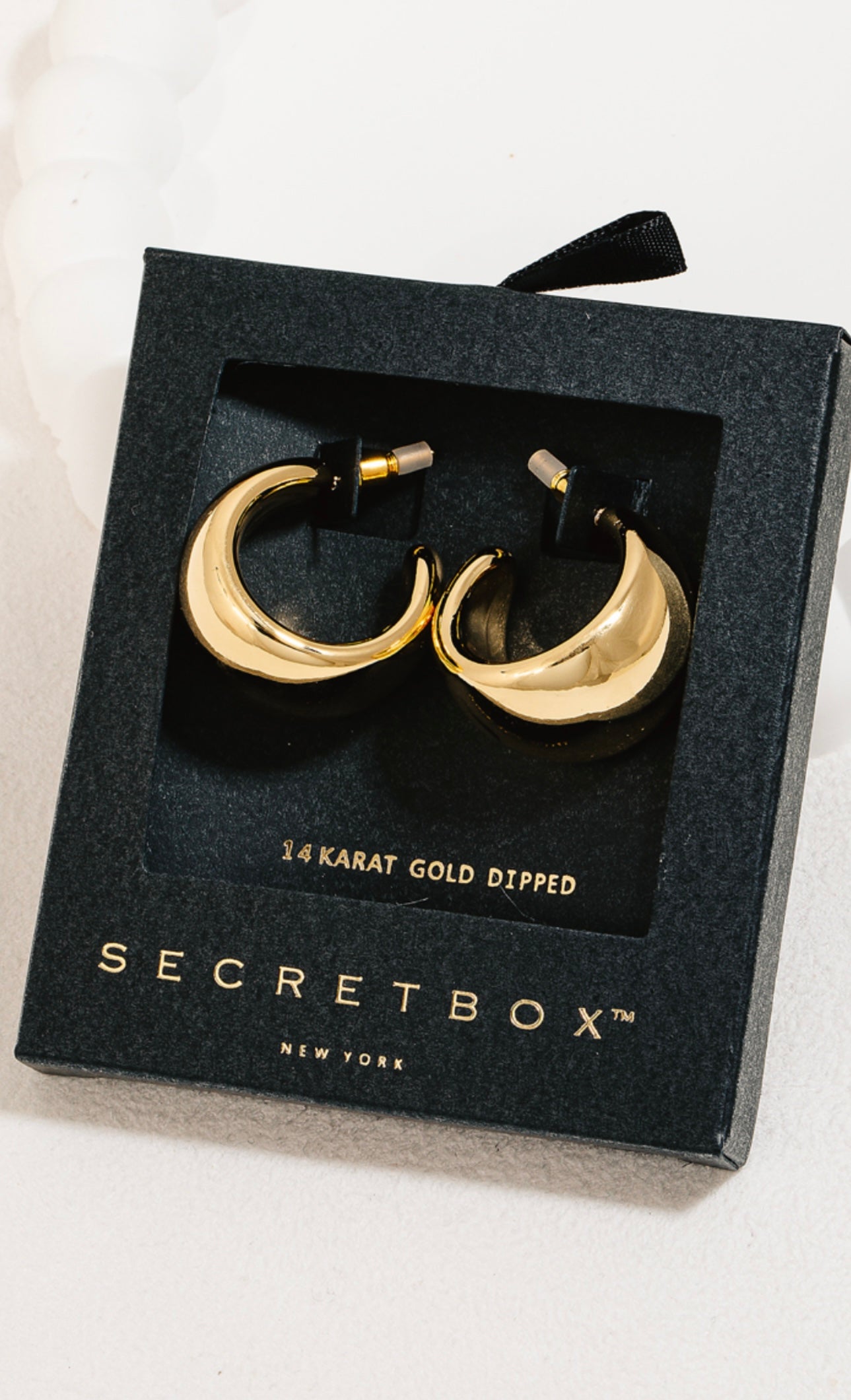 Secret Box Gold Dipped Wide Hoop Earrings