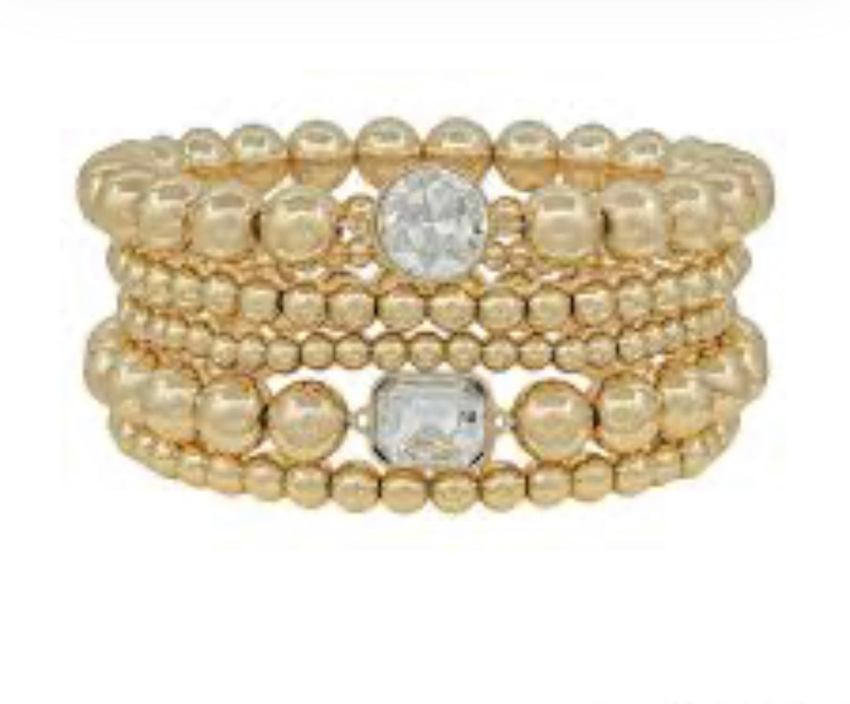 Starring Role Gold Stretch Bracelets - Set of 5