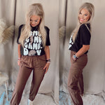 Ground Breaking High Waisted Joggers- Brown