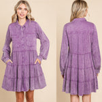 Polly Purple Denim Tired Babydoll Dress