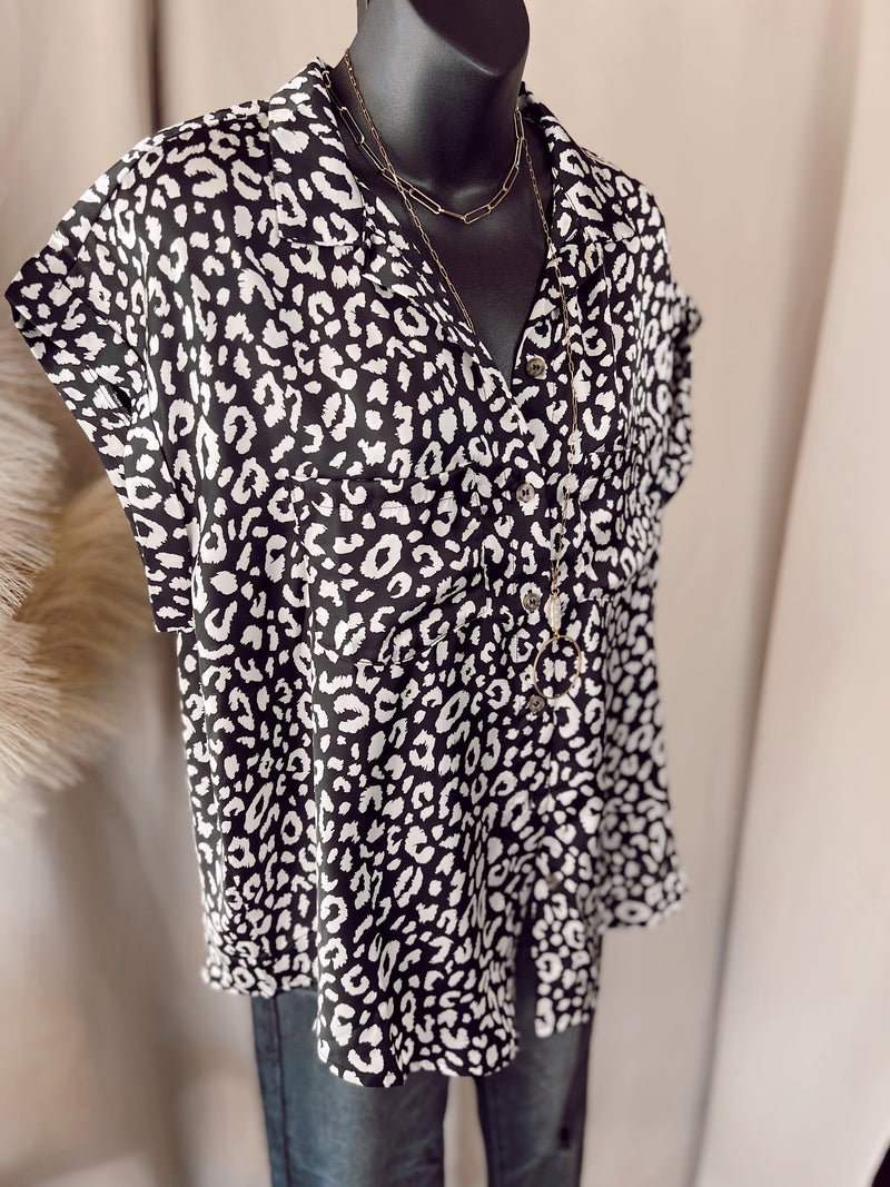 Jaynie Leopard Button Up Blouse
