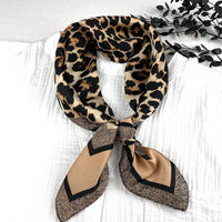 Leopard Print Satin Square Scarf