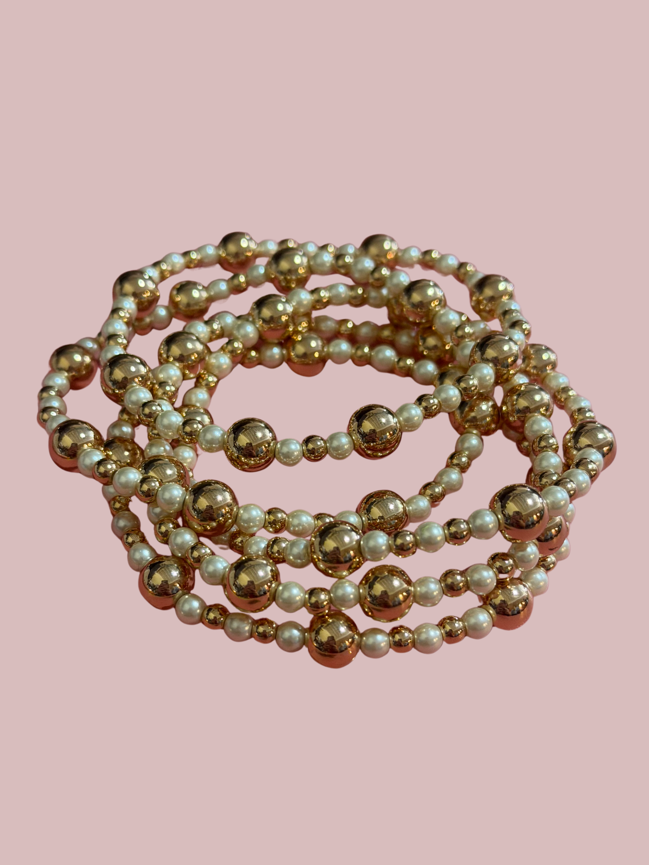 Pearl Promise Gold Beaded Bracelet Set of 5