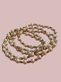 Endless Elegance Gold + Pearl Beaded Bracelet Set of 5