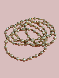 Endless Elegance Gold + Pearl Beaded Bracelet Set of 5