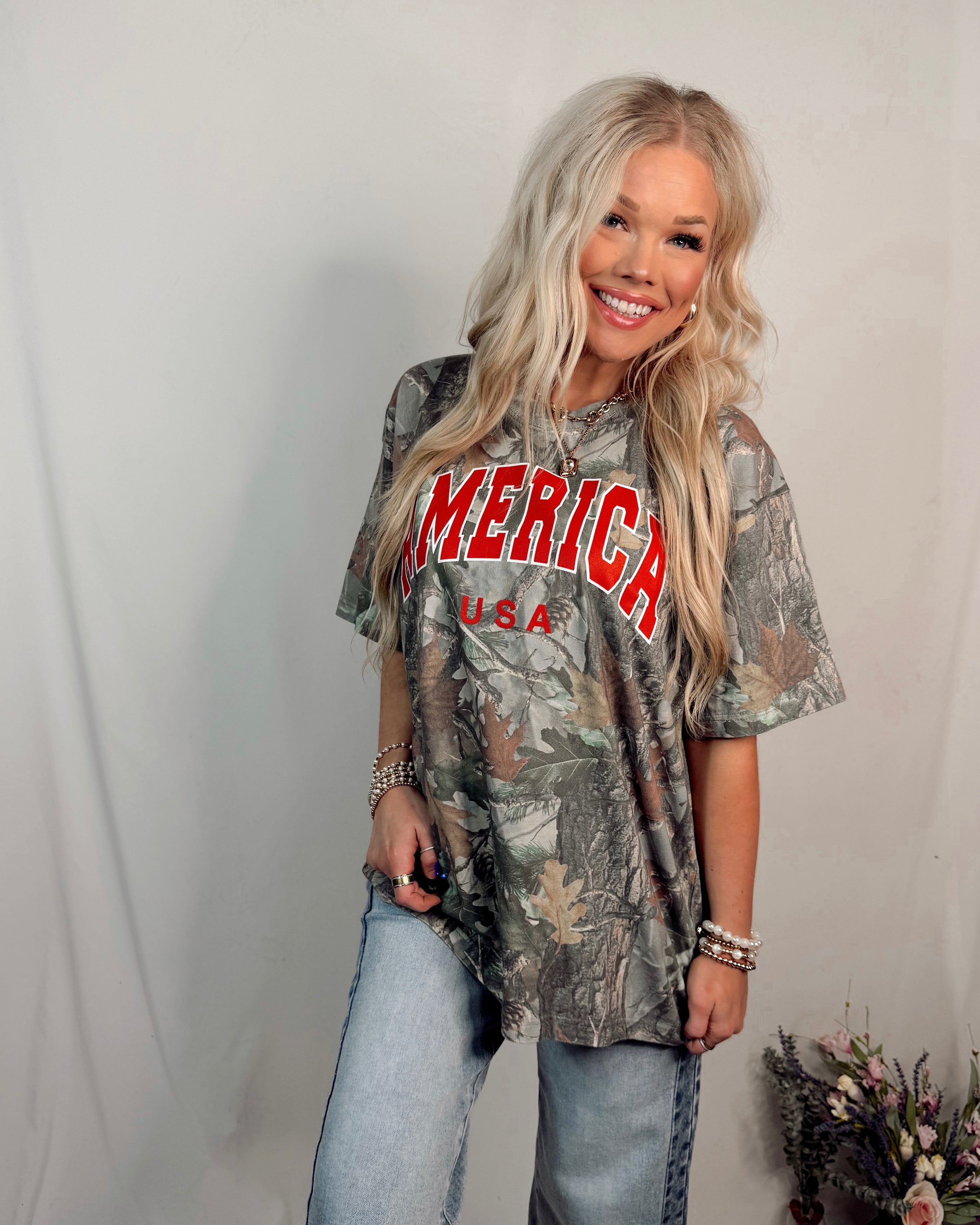 American Honey USA Camo Graphic Tee