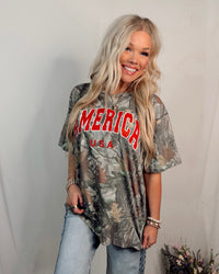 American Honey USA Camo Graphic Tee